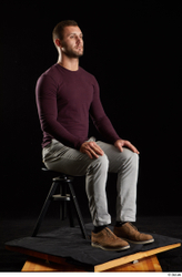 Whole Body Man White Shoes Sweatshirt Trousers Slim Sitting Studio photo references